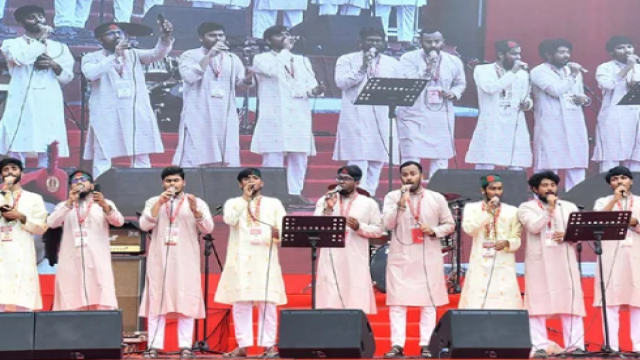 Thousands gather at Manik Mia Avenue for music, memory, and the unveiling of the historic July Declaration.