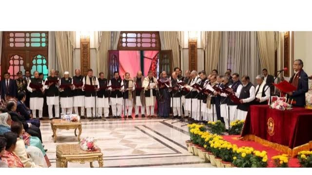 Cabinet members of the newly constituted Awami League government took the oath of office at the Bangabhaban