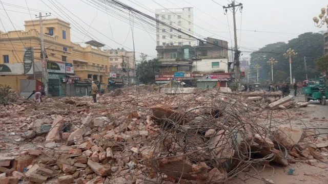 Rajshahi Awami League Office Demolished with Bulldozer