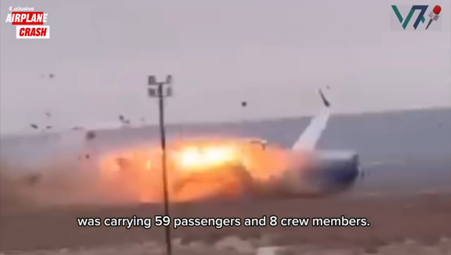 Rescue workers at the crash site of the passenger plane near Aktobe, Kazakhstan, following a deadly crash that claimed multiple lives.