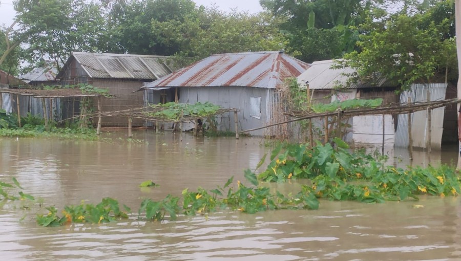 Teesta River Surpasses Danger Level at Kaunia Bridge, Submerging Parts of Rajarhat Upazila