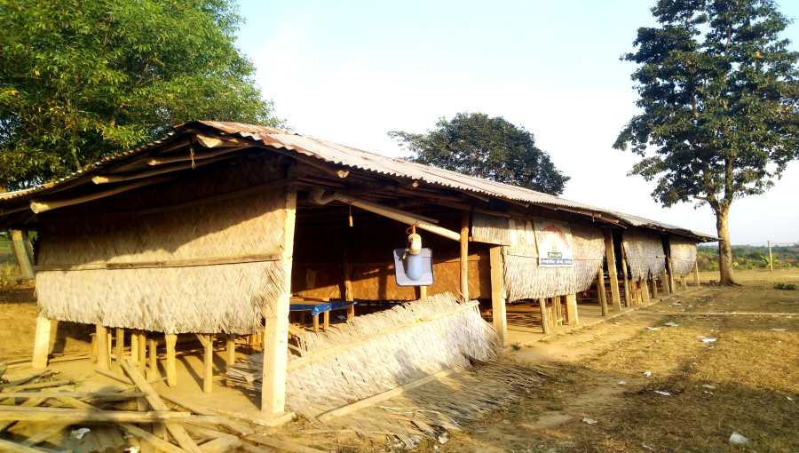 Students in Dochhari Para Primary School continue learning despite harsh conditions.