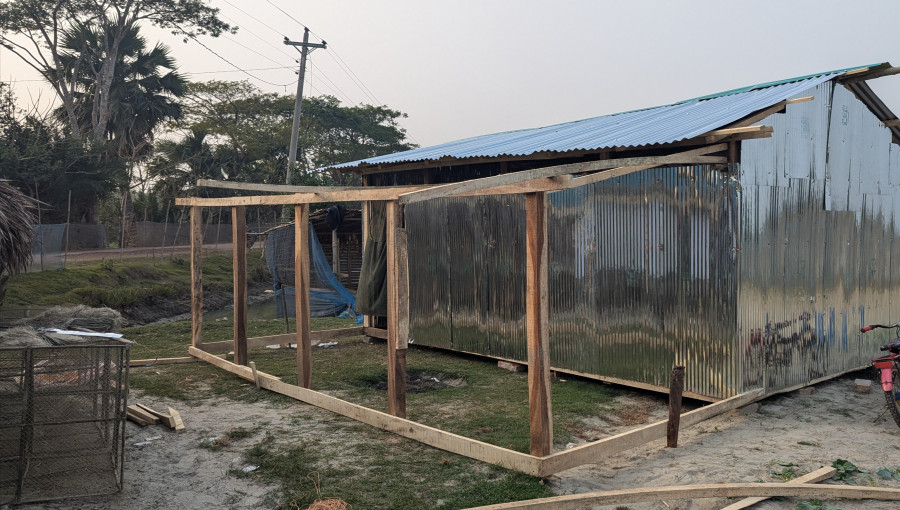 A disputed agricultural farm in Dakshin Chila village, Mongla, where allegations of encroachment and unauthorized construction have arisen amid an ongoing court case.