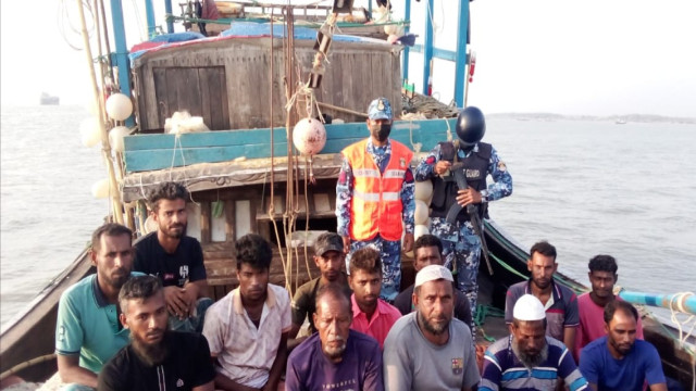 The fishermen were adrift for four days after their trawler's engine failed.