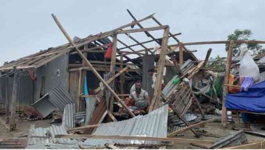 Devastation in Sonagazi: Cyclone Remal leaves a trail of destruction, causing widespread damage to infrastructure and homes. Photo: Voice7 News