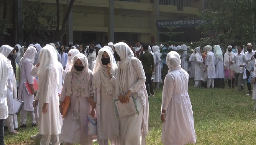 Students of Cox's Bazar gearing up for their HSC and equivalent exams, set to begin on June 30, 2024, with a total of 16,698 students across 35 centers. Photo: Voice7 News