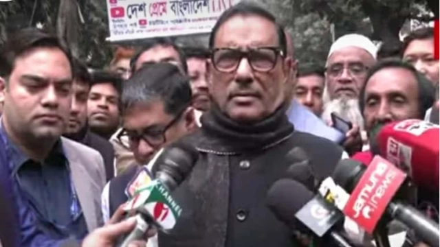 Quader speaking to media in the capital, Dhanmondi 32