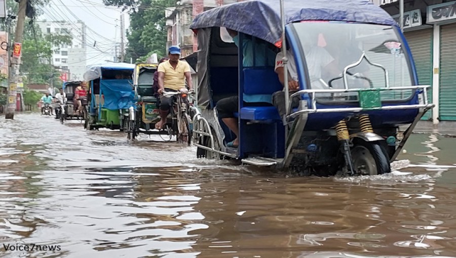 Pabna Residents Struggle as Flooded Streets Halt Business and Transportation