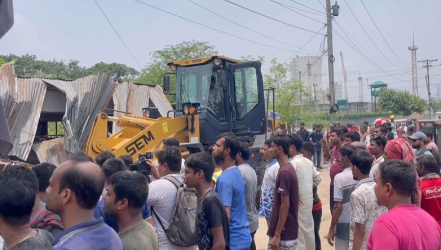 Illegal Structures Demolished Near Rooppur Nuclear Plant