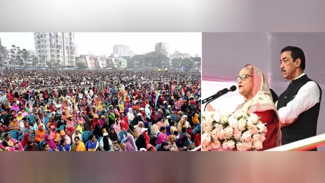 Go to polling centers 7 Jan for the sake of democracy: PM Hasina tells Narayanganj rally