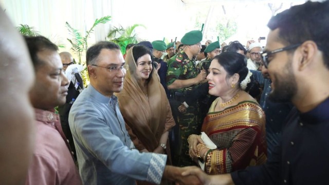 Prime Minister Tarique Rahman Exchanges Eid Greetings at State Guest House Jamuna