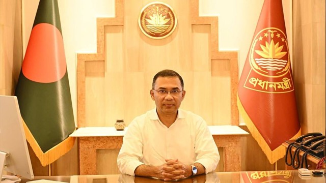 PM Tarique Rahman Works at Tejgaon Office on Holiday, Unveils Language Day Stamps