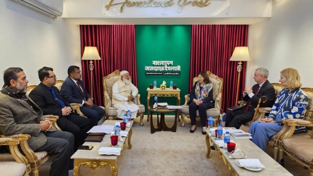 Jamaat Ameer Dr Shafiqur Rahman Meets EU Asia-Pacific Director Paula Pampaloni