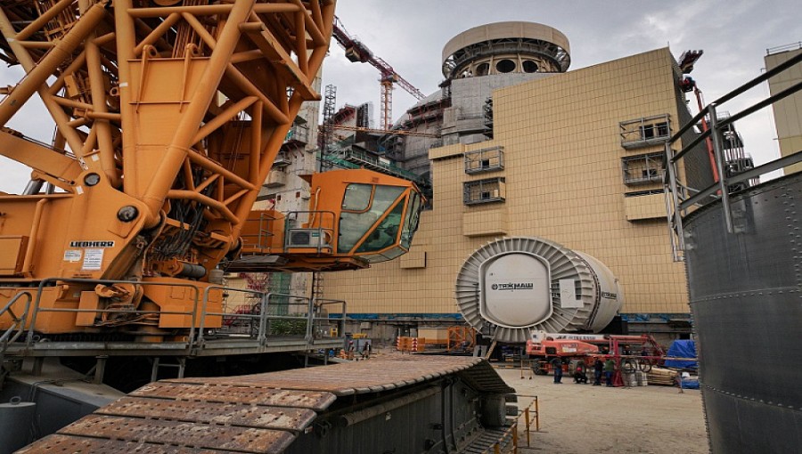 "The 'Transport Lock' for Unit-2 of the Ruppur Nuclear Power Plant arrives at the site, marking a key milestone in the plant's development."