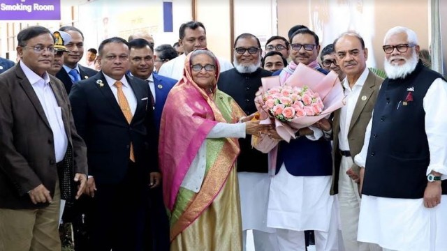 Bangladesh Prime Minister Sheikh Hasina returns home.
