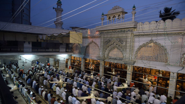 Devotees gather at Baitul Mukarram Mosque for prayers on Shab-e-Barat night.