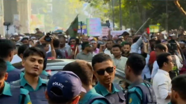 Police Disperse Protesting Teachers in Shahbagh with Sound Grenades and Water Cannons