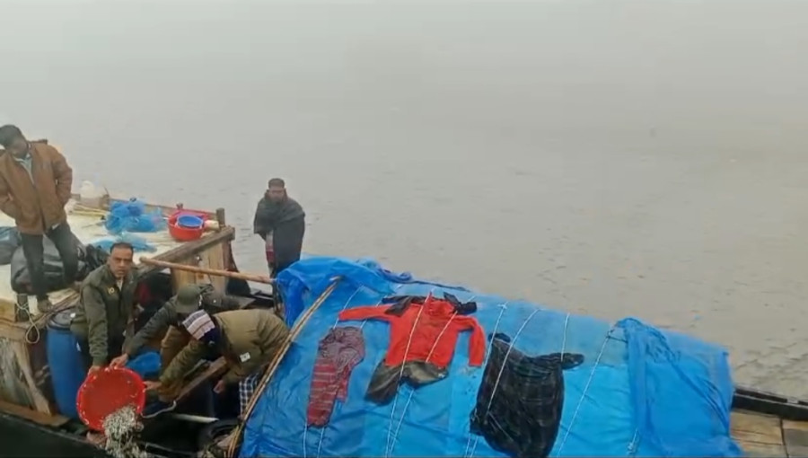 The Forest Department is seen releasing the seized fish fries into the river in the Sundarbans. Photo: Forest Department