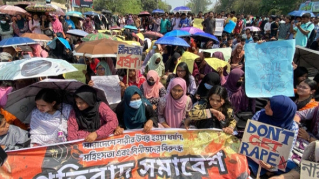 Protesters express outrage over rising sexual violence incidents across Bangladesh.