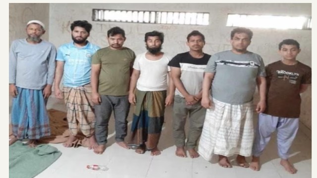 Seven arrestees who are suspected to be Arakan Rohingya Salvation Army (ARSA) members. Photo: Collected