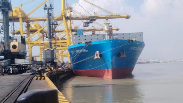 A vessel named MV CIB anchored at the container terminal of Chittagong Port on Wednesday, March 5, 2025.