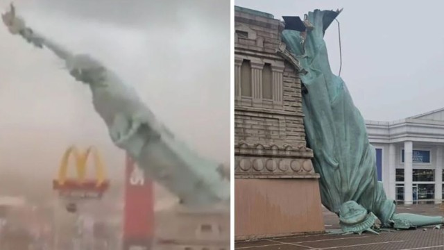 Statue of Liberty Replica Collapses in Brazil Amid Strong Winds