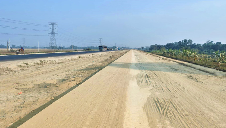 Construction work on the Jamuna Bridge-Dhaka Highway expansion faces delays, causing significant traffic congestion and public inconvenience.