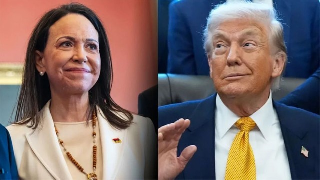 Venezuelan Opposition Leader Maria Corina Machado Presents Nobel Peace Prize Medal to Trump