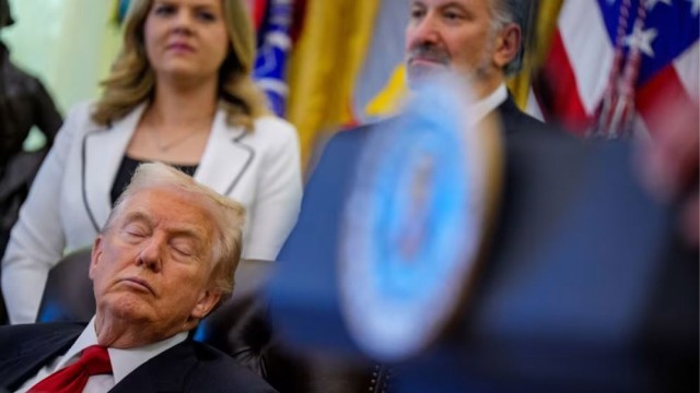 Trump Draws Criticism After Viral Video Shows Him with Eyes Closed in Oval Office