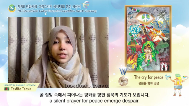 Bangladeshi Teen Wins Grand Prize at IWPG Global Peace Art Competition