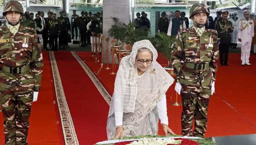 Prime Minister Sheikh Hasina paid respects to the Father of the Nation, Bangabandhu Sheikh Mujibur Rahman.