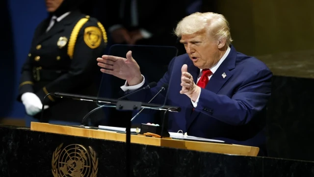U.S. President Donald Trump addressing the 80th United Nations General Assembly in New York on September 23, 2025.
