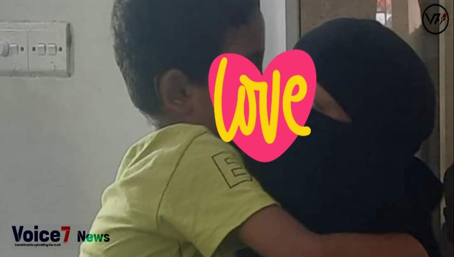 After 21 days, Sowad back in his mother's arms, and she was giving his mother kisses.