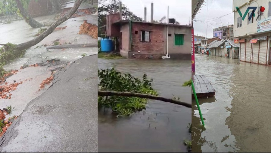 Residents in Rema Upazila of Pirojpur are now living their lives amidst the devastating impact of Cyclone Remal floodwaters. Photo: Voice7 News
