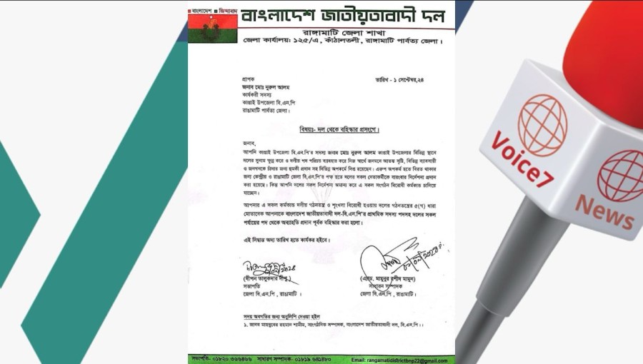 BNP Expels Kaptai Leader for Extortion & Misconduct in Rangamati