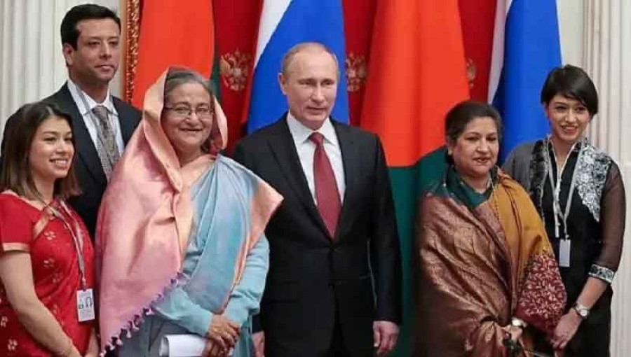 "UK City Minister Tulip Siddiq present alongside Bangladesh Prime Minister Sheikh Hasina and Russian President Vladimir Putin at the signing of the Rooppur nuclear project deal in 2013, now under investigation for alleged corruption."