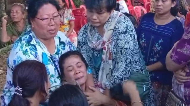 Tejipru Marma breaks down in tears as the body of her son, indigenous student Ukychaing Marma, arrives in their village after the tragic Milestone School fire — a mother’s cry echoing through the hills.