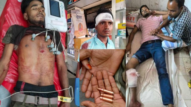 A worker lies dead and several others are injured following a violent clash during a wage protest at the Uttara Export Processing Zone (EPZ) in Nilphamari, Bangladesh. Bullet can be seen at the scene. Photo: Tushar, Rangpur