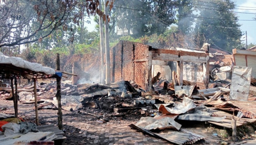 During the clash on 19 September, miscreants set fire to about 50 shops in Larma Square at Dighinala, Khagrachari.